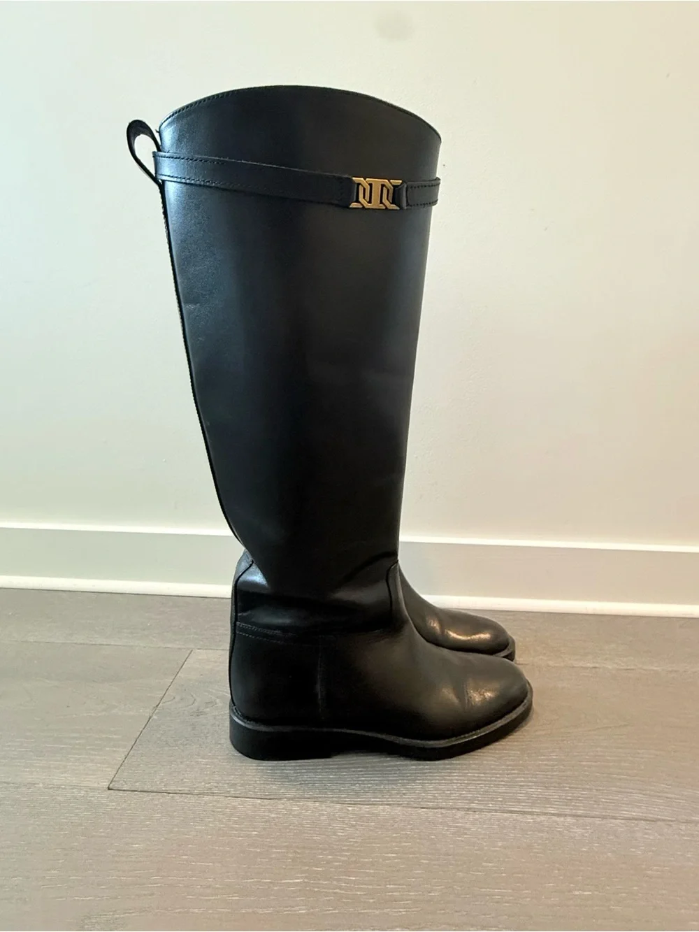 Massimo Dutti Black Over-the-Knee Leather Boots